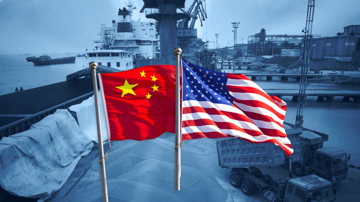 The US China Trade War The Huawei Battle And Its Effects On The World   Https   Cdn.cnn .com Cnnnext Dam Assets 180713145812 Gfx Trade War China Usa Flags Shipping Port1 